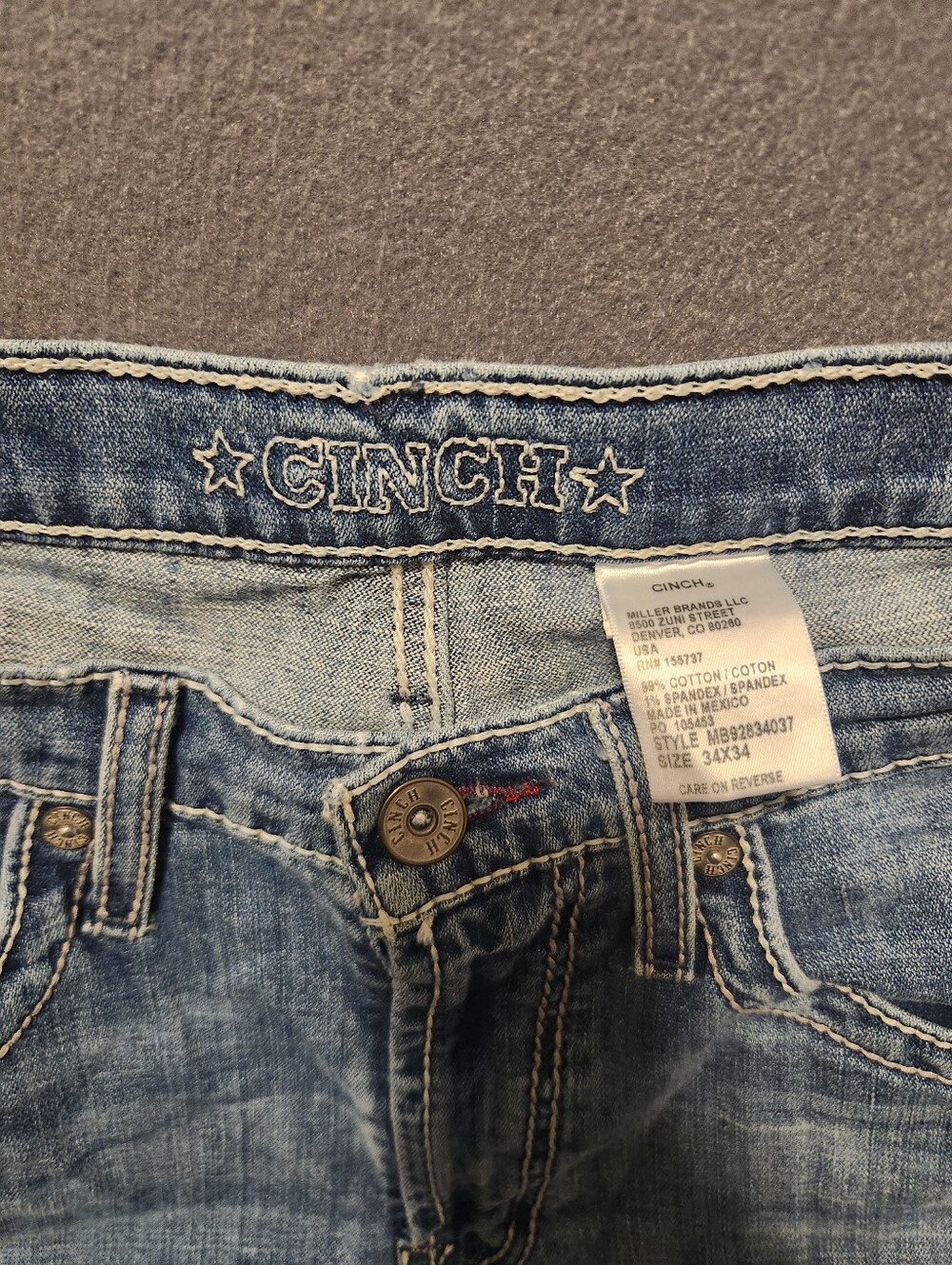 Cinch Jeans Men Size 34x34 Blue Bootcut Western Relaxed Mid Rise - Picture 5 of 10
